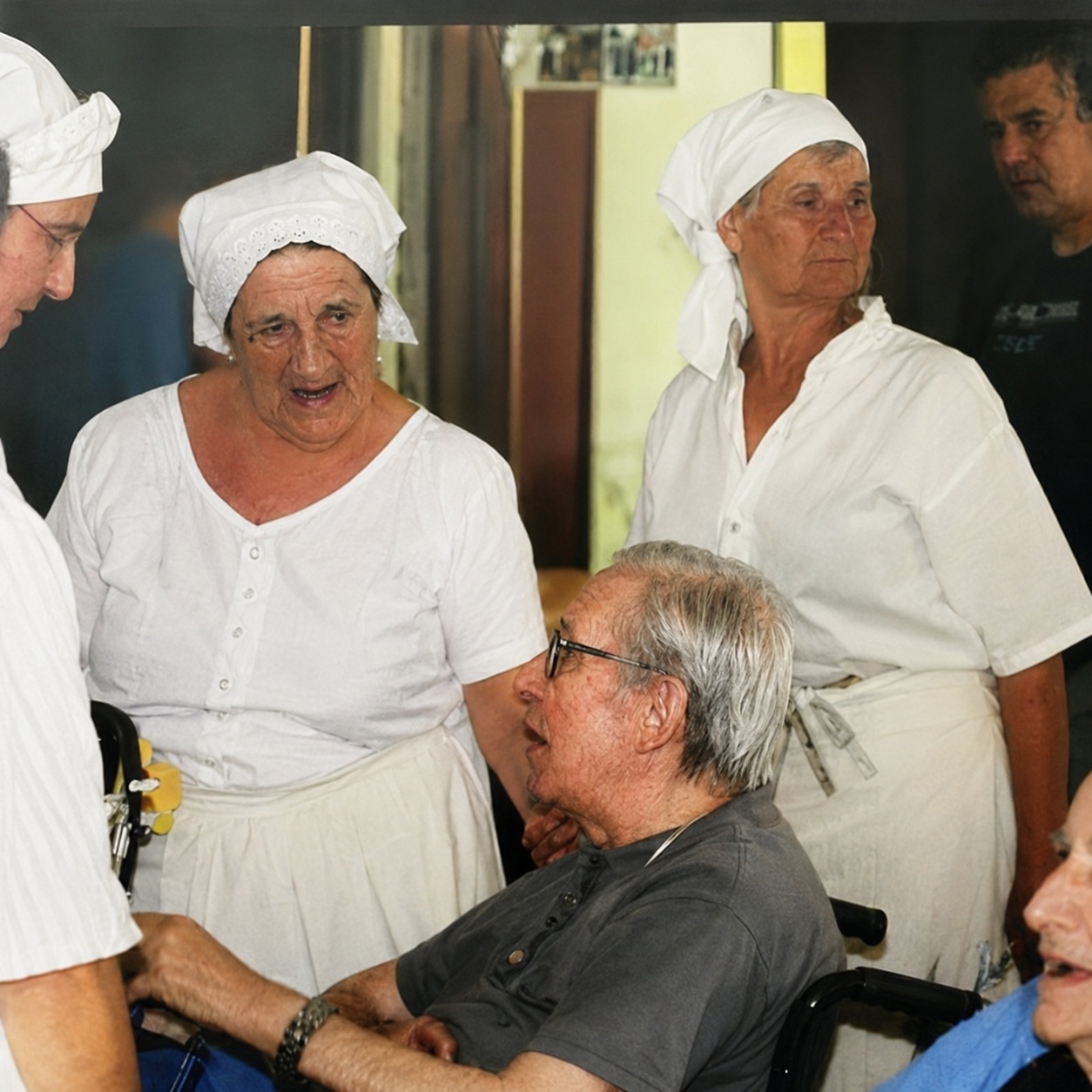 Personale e ospiti durante un momento di assistenza