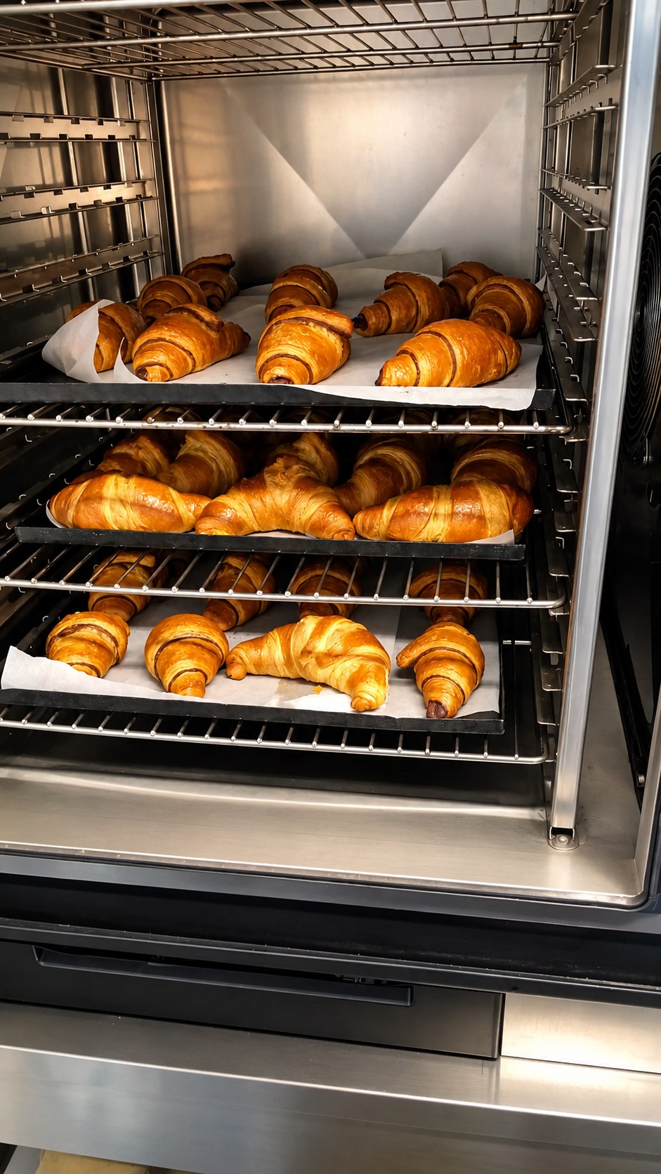 Croissant dorati nel forno della cucina